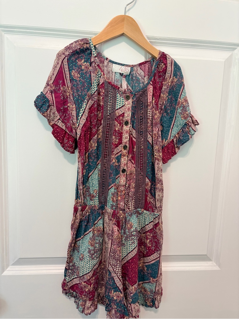 Matilda Jane Teal & Burgundy Patchwork Romper